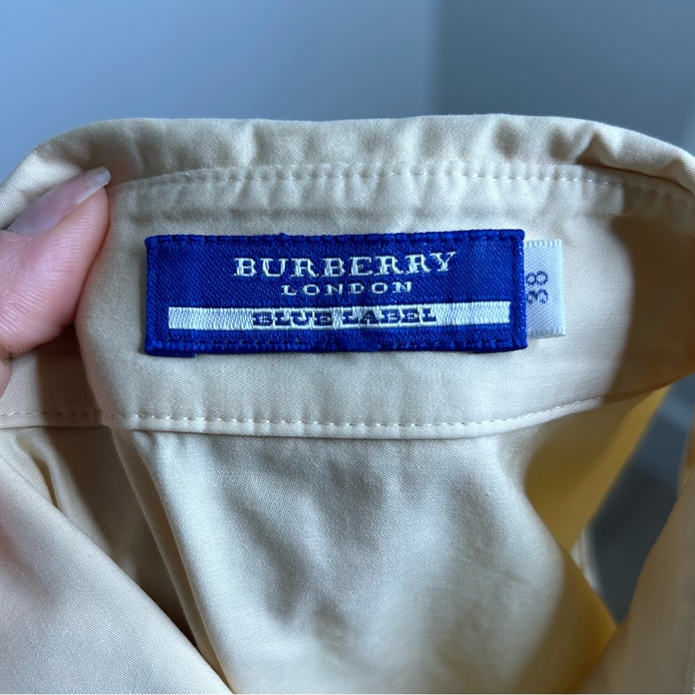 Burberry London Blue Label Tan Neutral Button Down Collared Dress Logo Size 38/8 - Picture 11 of 13